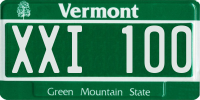 VT license plate XXI100