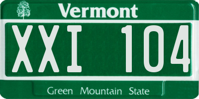 VT license plate XXI104