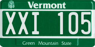VT license plate XXI105