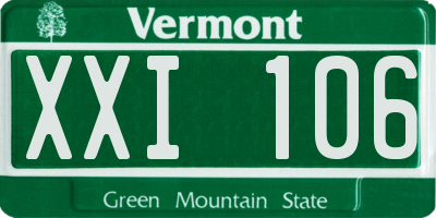 VT license plate XXI106