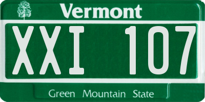 VT license plate XXI107
