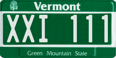 VT license plate XXI111