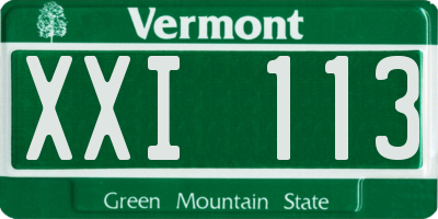 VT license plate XXI113