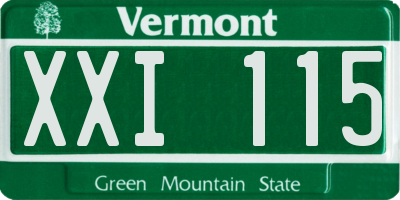 VT license plate XXI115
