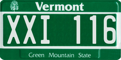 VT license plate XXI116