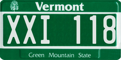 VT license plate XXI118