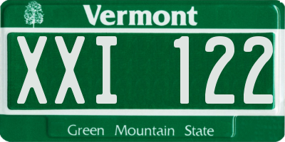 VT license plate XXI122