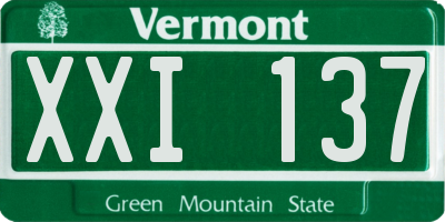 VT license plate XXI137