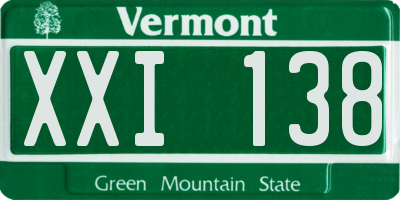 VT license plate XXI138