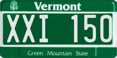 VT license plate XXI150