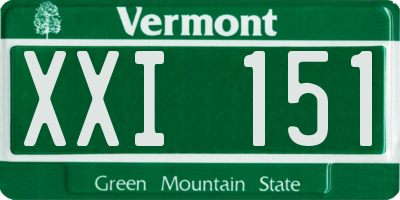 VT license plate XXI151