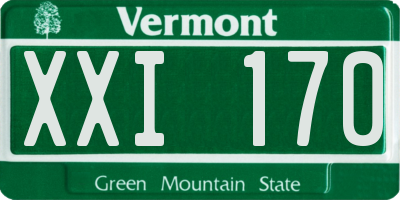 VT license plate XXI170