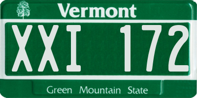 VT license plate XXI172