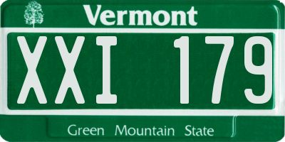 VT license plate XXI179