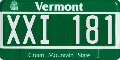 VT license plate XXI181