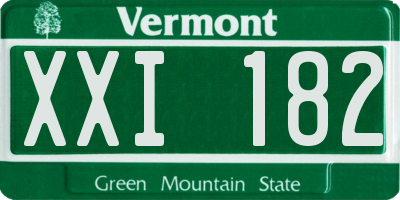 VT license plate XXI182