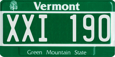 VT license plate XXI190