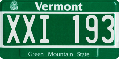 VT license plate XXI193