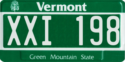 VT license plate XXI198