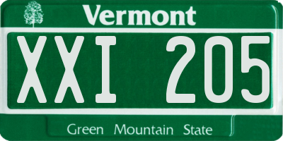VT license plate XXI205