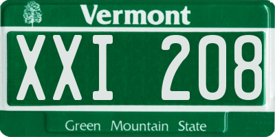 VT license plate XXI208