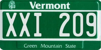 VT license plate XXI209