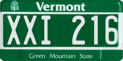 VT license plate XXI216
