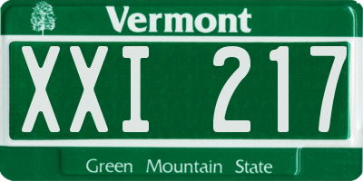 VT license plate XXI217