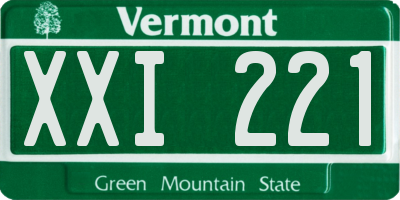 VT license plate XXI221