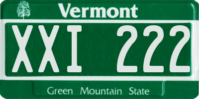 VT license plate XXI222