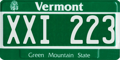 VT license plate XXI223