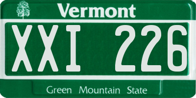 VT license plate XXI226