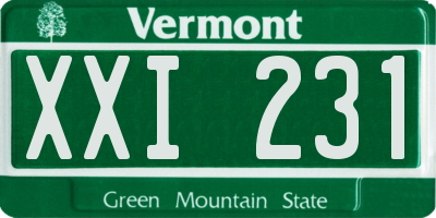 VT license plate XXI231