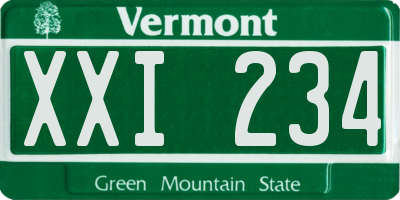 VT license plate XXI234