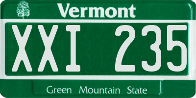 VT license plate XXI235