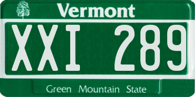 VT license plate XXI289