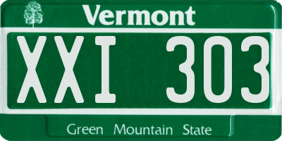 VT license plate XXI303