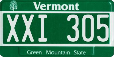 VT license plate XXI305