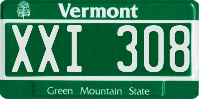 VT license plate XXI308