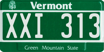 VT license plate XXI313