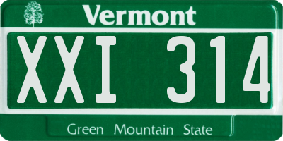 VT license plate XXI314