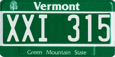 VT license plate XXI315
