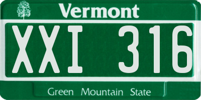 VT license plate XXI316