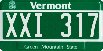 VT license plate XXI317