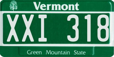 VT license plate XXI318