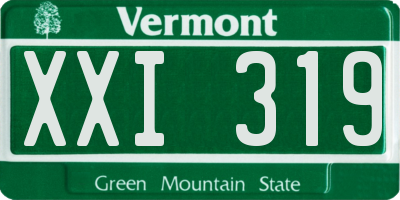 VT license plate XXI319