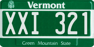 VT license plate XXI321