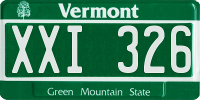 VT license plate XXI326