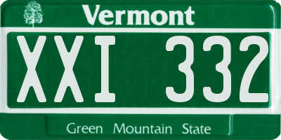 VT license plate XXI332