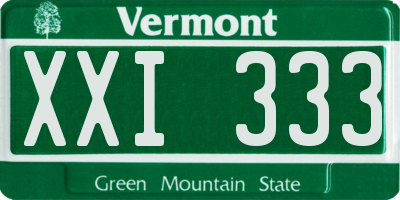 VT license plate XXI333